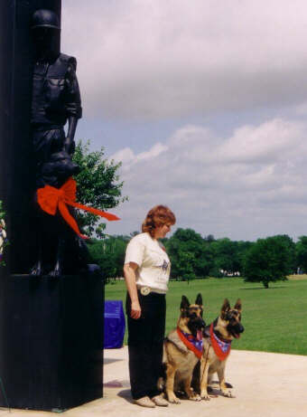 Linda and Pals at the War Dog Memorial
